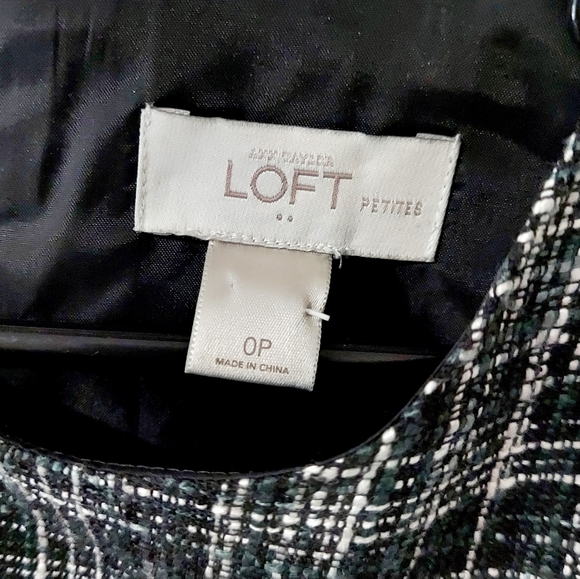 Loft Tweed Mini Sheath Dress with faux leather Trim Pockets - Picture 5 of 5